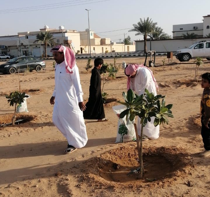 اقامت جمعية التنمية الاهلية ببقعاء الشرقيه مبادرة صيانة وتسميد أشجار ممشى بقعاء الشرقية
